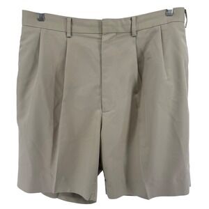 Masters Collection Mens Khaki Pleated Golf Shorts Augusta Masters Logo Size 38